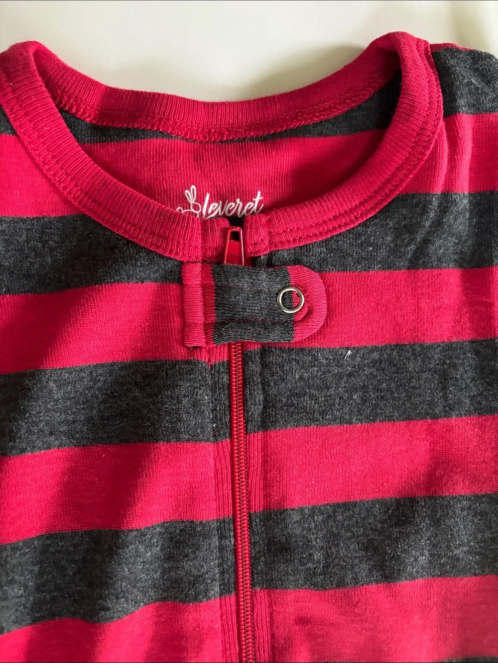 Leveret Red & Gray Striped Footed One-Piece